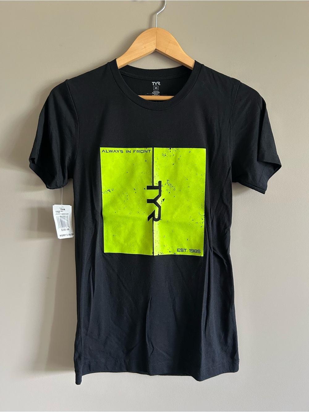 TYR Black Short-Sleeve Tee with Neon Yellow Graphic